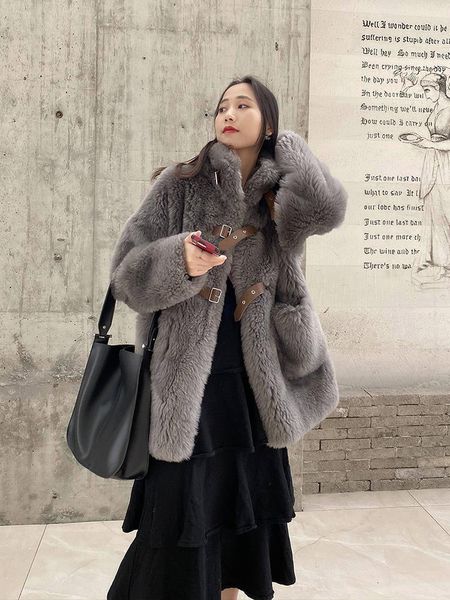 women's fur & faux 2021 winter fake coat and mixed skin sheared lamb integrated cardigan medium thickened long female, Black
women's fur & faux 2021 winter fake coat and mixed skin sheared lamb integrated cardigan medium thickened long female, Black