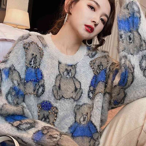 women's knits & tees face of europe stand bear set auger mohair sweaters women wear qiu dong outfit easing qnov, White
women's knits & tees face of europe stand bear set auger mohair sweaters women wear qiu dong outfit easing qnov, White