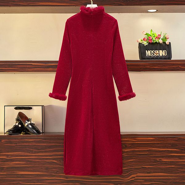 thicken new year's party red female long chinese sleeve dress plus size warm clothing 2021 e4r5, White
thicken new year's party red female long chinese sleeve dress plus size warm clothing 2021 e4r5, White