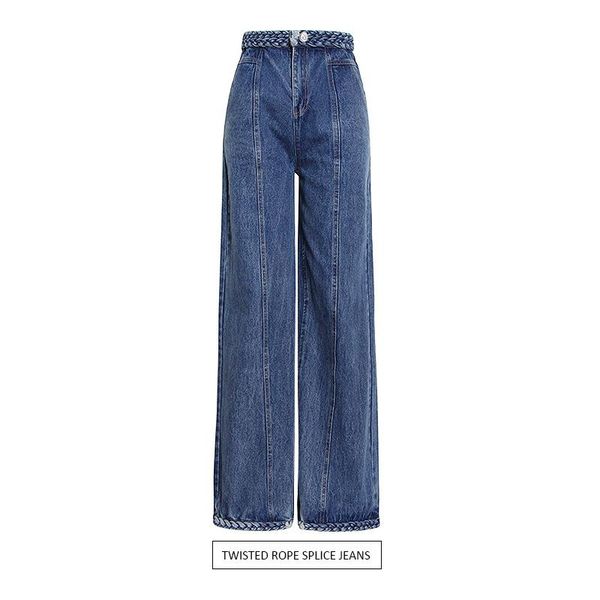 women's jeans 2021 fall est women twisted rope splice high waist loose straight wide leg denim pants streetwear, Blue
women's jeans 2021 fall est women twisted rope splice high waist loose straight wide leg denim pants streetwear, Blue