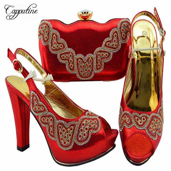 dress shoes capputine red color nigerian style rhinestone and bag set african ladies high heels 11.5cm for party, Black
dress shoes capputine red color nigerian style rhinestone and bag set african ladies high heels 11.5cm for party, Black
