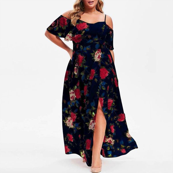 xl 5xl casual plus size womens dresses print short sleeve off shoulder split summer, Black;gray
xl 5xl casual plus size womens dresses print short sleeve off shoulder split summer, Black;gray