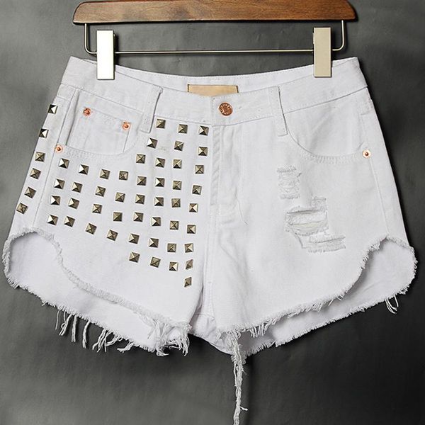 women's shorts fashion brand vintage tassel rivet ripped loose high waisted short jeans punk woman denim, White;black
women's shorts fashion brand vintage tassel rivet ripped loose high waisted short jeans punk woman denim, White;black