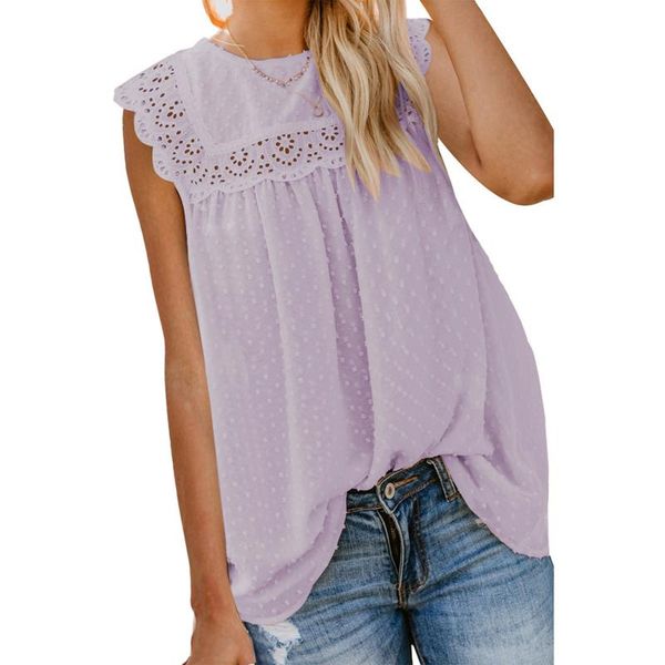 women's t-shirt hollow out lace polka dot loose t shirt women solid color sleeveless vest ladies summer round collar female blusas, White
women's t-shirt hollow out lace polka dot loose t shirt women solid color sleeveless vest ladies summer round collar female blusas, White