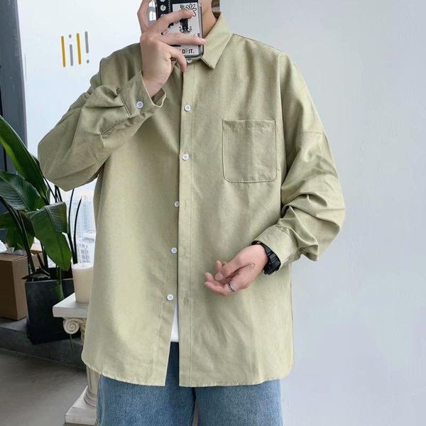 men's casual shirts long-sleeved shirt spring and summer loose korean version trend jacket handsome wild, White;black