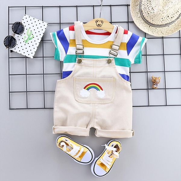 baby boy clothes summer rainbow stripe t shirt straps short toddler set outfits gentleman dresses suits kids clothing, White
baby boy clothes summer rainbow stripe t shirt straps short toddler set outfits gentleman dresses suits kids clothing, White