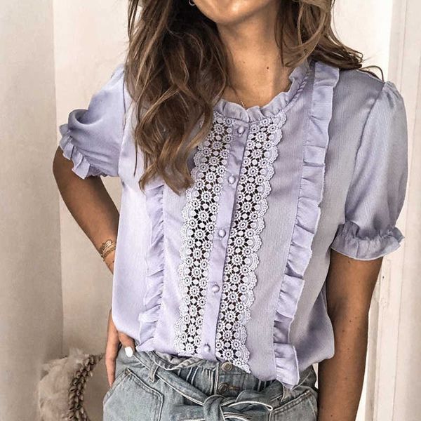 women's blouses & shirts hollow out ruffle blouse women elegant o neck patchwork lace office lady button short sleeve s sl92, White
women's blouses & shirts hollow out ruffle blouse women elegant o neck patchwork lace office lady button short sleeve s sl92, White