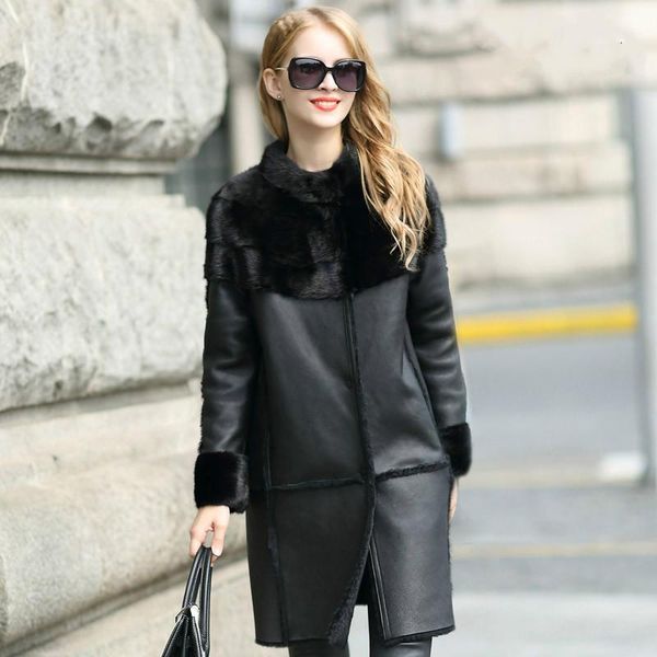 women's fur & faux luxury sheepskin coat mink collar 2021 thicken warm wool jacket mulheres casacos zjt497, Black
women's fur & faux luxury sheepskin coat mink collar 2021 thicken warm wool jacket mulheres casacos zjt497, Black