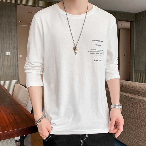 long sleeve men's t-shirt 2021 fashion brand spring autumn bottom coat trend pure cotton casual loose clothing, White;black
long sleeve men's t-shirt 2021 fashion brand spring autumn bottom coat trend pure cotton casual loose clothing, White;black
