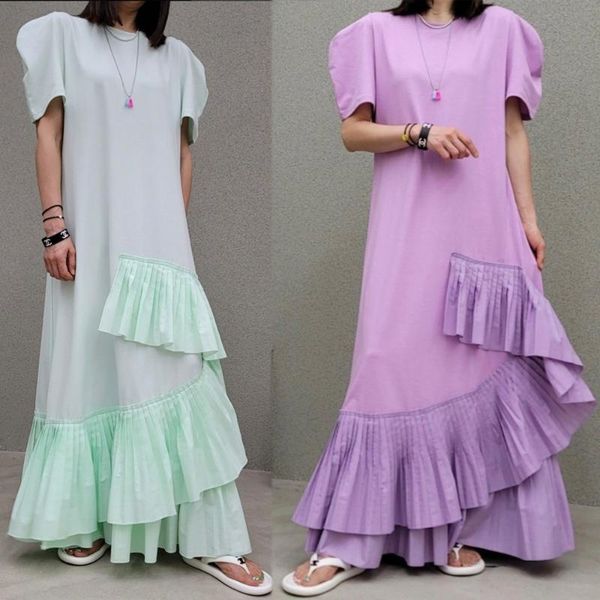 casual dresses summer splicing irregular pleated layers of goddess fan round collar long dress, Black;gray
casual dresses summer splicing irregular pleated layers of goddess fan round collar long dress, Black;gray