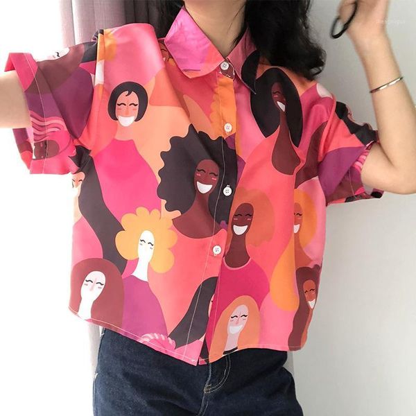 women's blouses & shirts short women blouse summer 2021 harajuku kpop style loose turn-down collar single breasted chiffon, White
women's blouses & shirts short women blouse summer 2021 harajuku kpop style loose turn-down collar single breasted chiffon, White