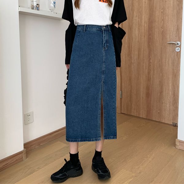 2021 new retro high waist split mid-length bag hip korean-style blue denim skirt for women o4c1, Black
2021 new retro high waist split mid-length bag hip korean-style blue denim skirt for women o4c1, Black