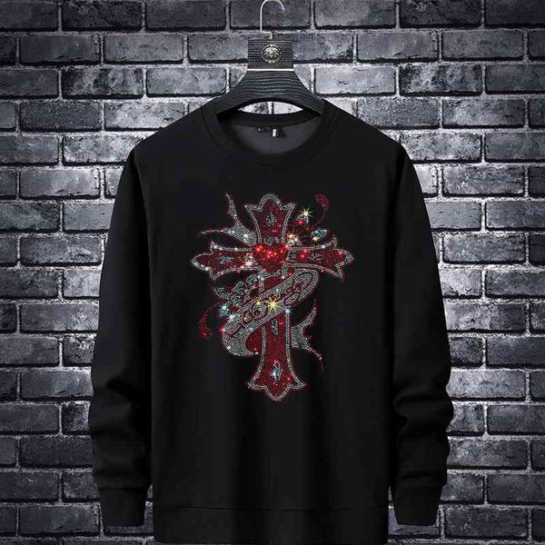 high autumn street heavy industry diamond cross long sleeve t-shirt men's and women's slim ins fashion brand thin diamond sweatert, Black
high autumn street heavy industry diamond cross long sleeve t-shirt men's and women's slim ins fashion brand thin diamond sweatert, Black