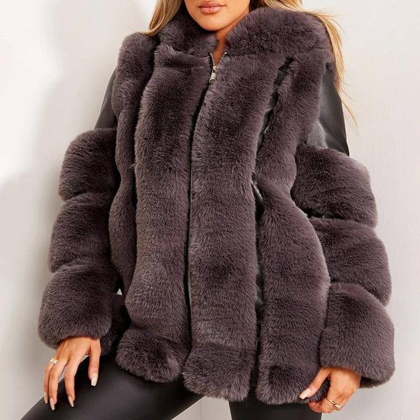women's fur & faux malina fashion coats women elegant pu leather zipper jackets patchwork hooded casual winter ladies, Black
women's fur & faux malina fashion coats women elegant pu leather zipper jackets patchwork hooded casual winter ladies, Black