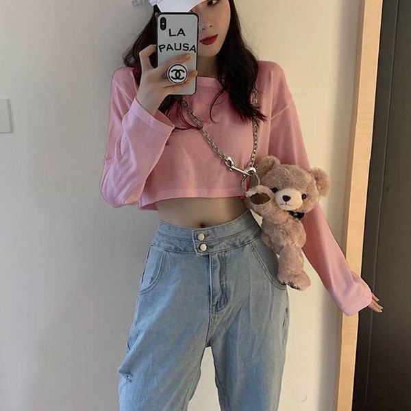 women's t-shirt crop t-shirts women long sleeve solid o-neck daily casual high street womens n ulzzang female arrival fashion, White
women's t-shirt crop t-shirts women long sleeve solid o-neck daily casual high street womens n ulzzang female arrival fashion, White