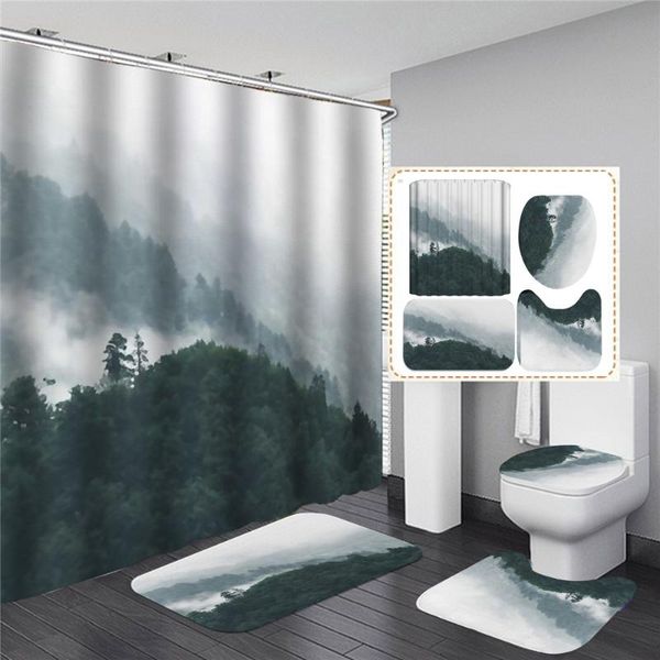 shower curtains fog green forest landscape curtain 4 piece soft bathroom art set waterproof polyester fabric with hook
shower curtains fog green forest landscape curtain 4 piece soft bathroom art set waterproof polyester fabric with hook
