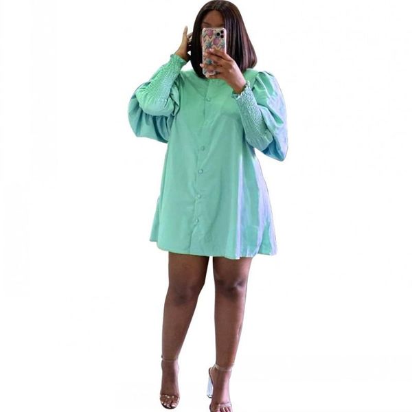 casual dresses short blouse for women single breasted autumn fashion draped lantern sleeve solid loose shirt dress vestidos, Black;gray
casual dresses short blouse for women single breasted autumn fashion draped lantern sleeve solid loose shirt dress vestidos, Black;gray