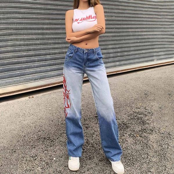 women's jeans fashion autumn y2k streetwear denim pattern print parallel straight trousers mom boyfriends high waist pants, Blue
women's jeans fashion autumn y2k streetwear denim pattern print parallel straight trousers mom boyfriends high waist pants, Blue