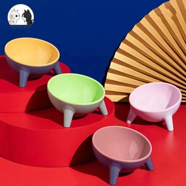 cat bowls & feeders pet and dog feeding bowl 15 degrees tilt to protect the cervical spine feeder safety non-slip anti-rollover
