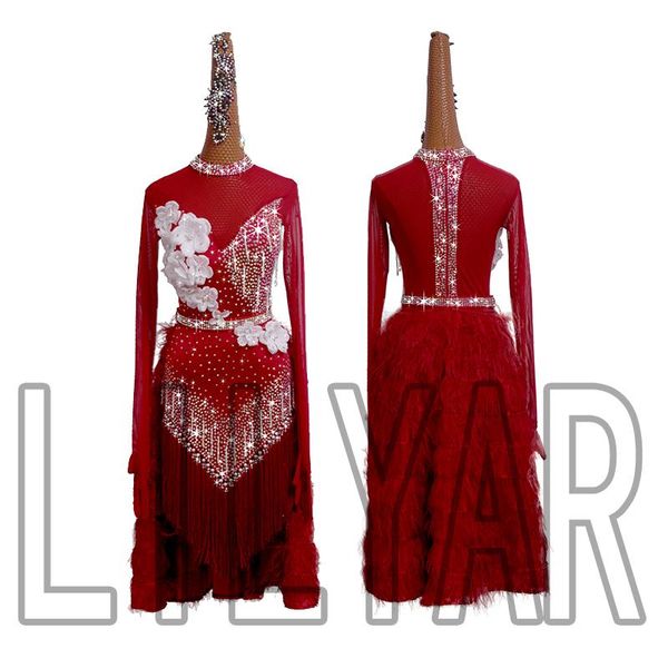 stage wear customized latin dance competition clothing cha children red luxury diamond tassel feather skirt dress, Black;red
stage wear customized latin dance competition clothing cha children red luxury diamond tassel feather skirt dress, Black;red