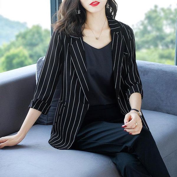 women blazer black suits spring and summer 2021 new products striped business wear fat sister, White;black
women blazer black suits spring and summer 2021 new products striped business wear fat sister, White;black