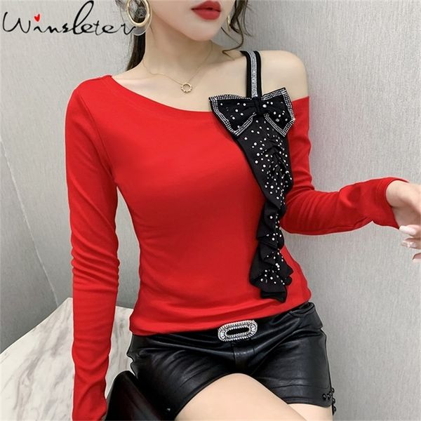 autumn winter korean style t-shirt fashion dissymmetry patchwork bowknot diamonds women ropa mujer cotton tees t08512l 210315, White
autumn winter korean style t-shirt fashion dissymmetry patchwork bowknot diamonds women ropa mujer cotton tees t08512l 210315, White