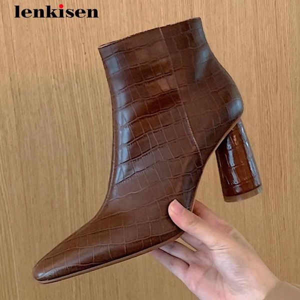 boots lenkisen fashion genuine leather stone pattern thick high heel small square toe zip gorgeous office lady ankle l70, Black
boots lenkisen fashion genuine leather stone pattern thick high heel small square toe zip gorgeous office lady ankle l70, Black