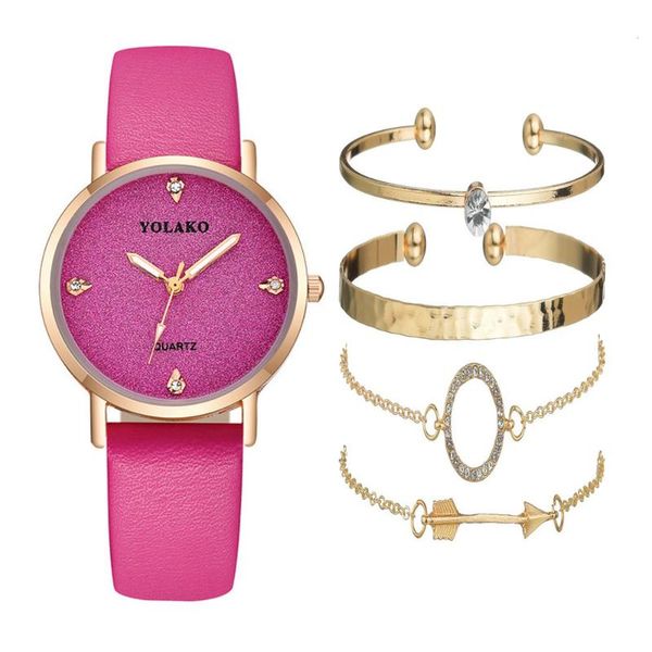 wristwatches jewelry women watches bracelet bangle suit 5pcs / set rose red belt diamond quartz watch female wrist, Slivery;brown
wristwatches jewelry women watches bracelet bangle suit 5pcs / set rose red belt diamond quartz watch female wrist, Slivery;brown