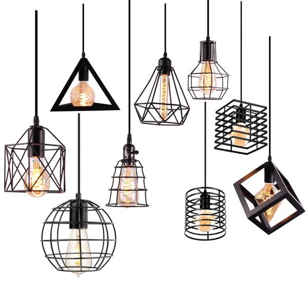 pendant lamps e27 modern nordic lights black iron retro loft cage pyramid lamp american industrial metal hanging
pendant lamps e27 modern nordic lights black iron retro loft cage pyramid lamp american industrial metal hanging