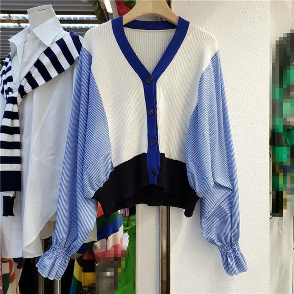 women's knits & tees loose woman's short cardigan 2021 early autumn stripe patch knitting coat bat sleeve femme casual outwears, White
women's knits & tees loose woman's short cardigan 2021 early autumn stripe patch knitting coat bat sleeve femme casual outwears, White