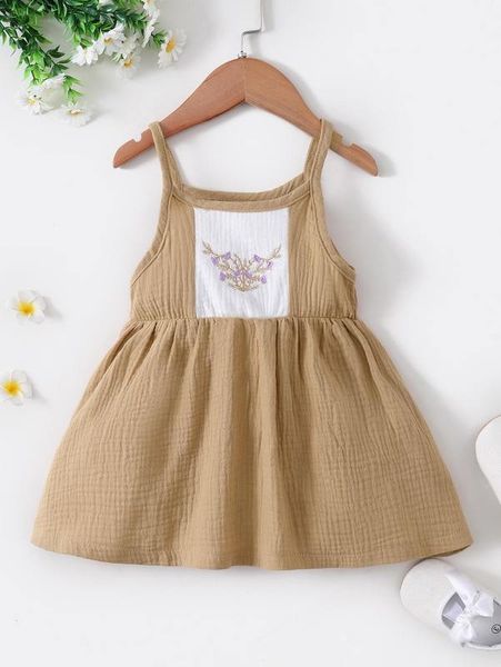 baby floral embroidery cami dress she, Red;yellow 
baby floral embroidery cami dress she, Red;yellow