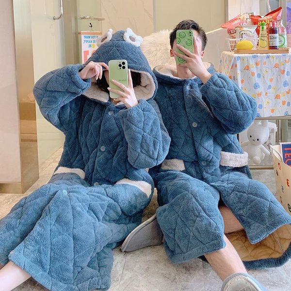 women's sleepwear winter couple comfort flannel pajamas thick nightwear hooded cute thermal underwear women&men coral velvet nightdress, Black;red
women's sleepwear winter couple comfort flannel pajamas thick nightwear hooded cute thermal underwear women&men coral velvet nightdress, Black;red