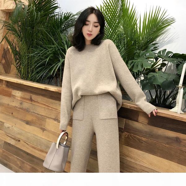 knitted 2 pieces set tracksuits women 2019 autumn winter thick warm o-neck loose sweater+ankle-length pants warm cashmere suit t191231, White
knitted 2 pieces set tracksuits women 2019 autumn winter thick warm o-neck loose sweater+ankle-length pants warm cashmere suit t191231, White