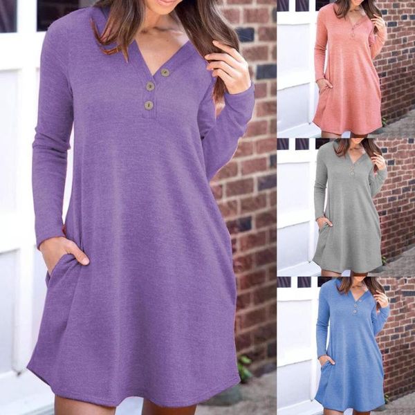 casual dresses 2021 charm women's v-neck solid color mini dress long sleeve buttons side pockets women streetwear for daily wear, Black;gray
casual dresses 2021 charm women's v-neck solid color mini dress long sleeve buttons side pockets women streetwear for daily wear, Black;gray