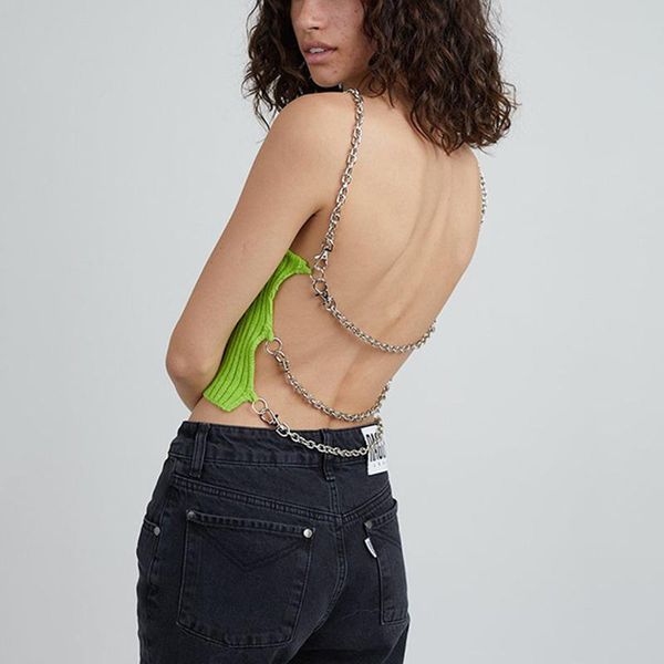 women's tanks & camis green metal chain sleeveless crop clubwear women hollow out backless tank slim rib knit tees camisole, White
women's tanks & camis green metal chain sleeveless crop clubwear women hollow out backless tank slim rib knit tees camisole, White