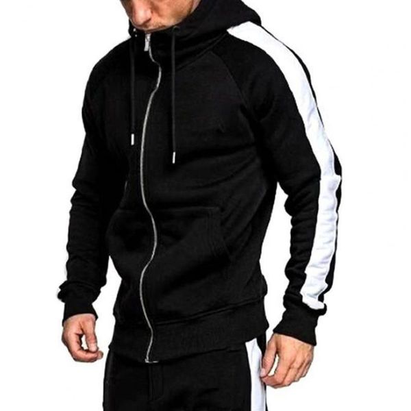 jogging clothing 2 pcs/set men tracksuits contrast colors hooded drawstring casual sports sets for daily wear, Black;red
jogging clothing 2 pcs/set men tracksuits contrast colors hooded drawstring casual sports sets for daily wear, Black;red