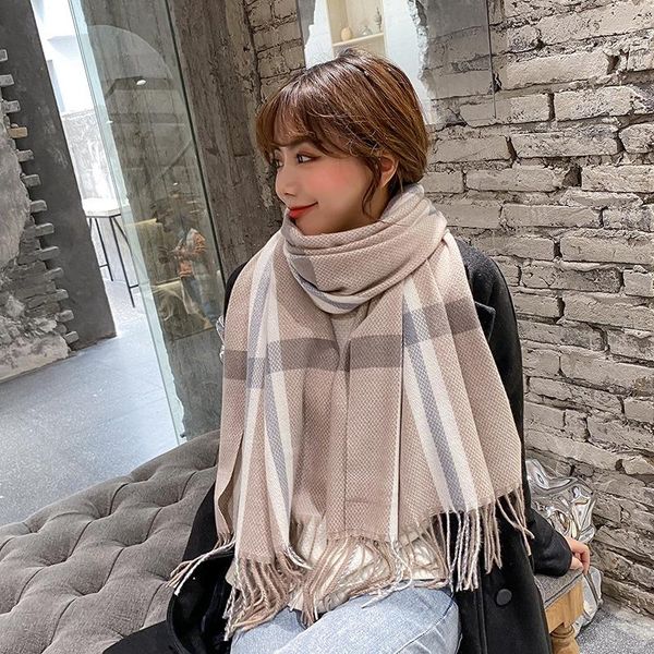 scarves autumn and winter imitation cashmere scarf female of temperament stitching stripes plus thick warm decoration shawl neck, Blue;gray
scarves autumn and winter imitation cashmere scarf female of temperament stitching stripes plus thick warm decoration shawl neck, Blue;gray