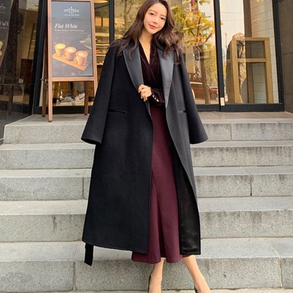 2021 new women cashmere long elegant turn down collar woolen with belt open stitch design winter warm coat casaco feminino ssdq, Black
2021 new women cashmere long elegant turn down collar woolen with belt open stitch design winter warm coat casaco feminino ssdq, Black