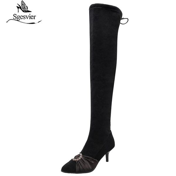 boots sgesvier fashion thin high heels pointed toe glitter crystal buckle knot over the knee women ladies thigh g703, Black
boots sgesvier fashion thin high heels pointed toe glitter crystal buckle knot over the knee women ladies thigh g703, Black