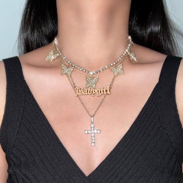 chains multi-layer bling cross letter pendant necklaces for women butterfly crystal tennis chain choker necklace wedding jewelry gift, Silver
chains multi-layer bling cross letter pendant necklaces for women butterfly crystal tennis chain choker necklace wedding jewelry gift, Silver