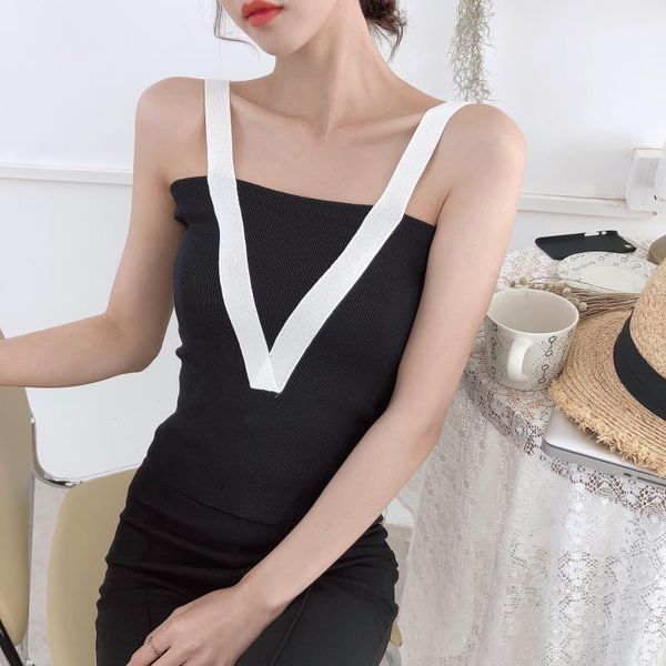 summer women knitting solid cropped camis sleeveless tee shirts girls tank knitwear patchwork v camis straps girls, White
summer women knitting solid cropped camis sleeveless tee shirts girls tank knitwear patchwork v camis straps girls, White