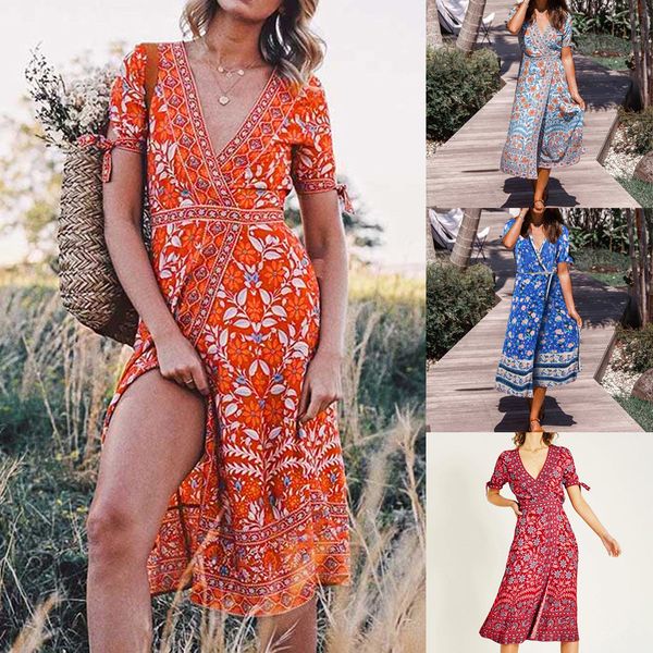 fashion women's dress v-neck bohemia style floral print bandage short sleeve vacation summer ladies beach dress vestidos, Black;gray
fashion women's dress v-neck bohemia style floral print bandage short sleeve vacation summer ladies beach dress vestidos, Black;gray