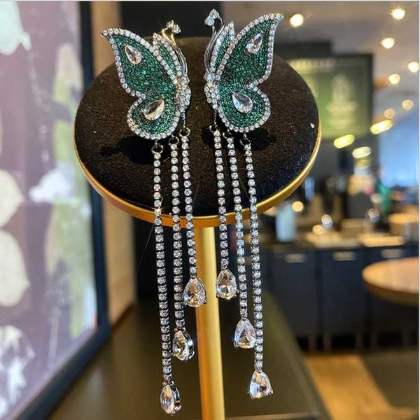 dangle & chandelier women s925 silver three-dimensional butterfly earrings long tassel micro-inlaid zircon autumn and winter 
dangle & chandelier women s925 silver three-dimensional butterfly earrings long tassel micro-inlaid zircon autumn and winter