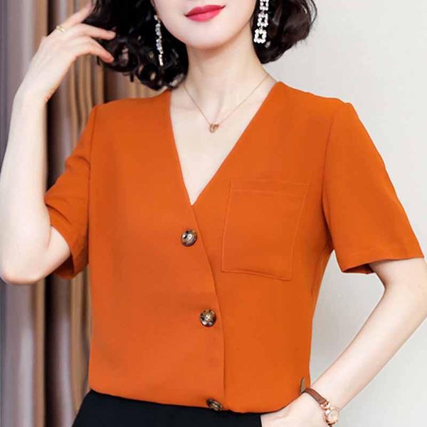 women's blouses & shirts blouse women 2021 v-neck chiffon shirt short sleeve clothes blusas camisas mujer d227, White
women's blouses & shirts blouse women 2021 v-neck chiffon shirt short sleeve clothes blusas camisas mujer d227, White