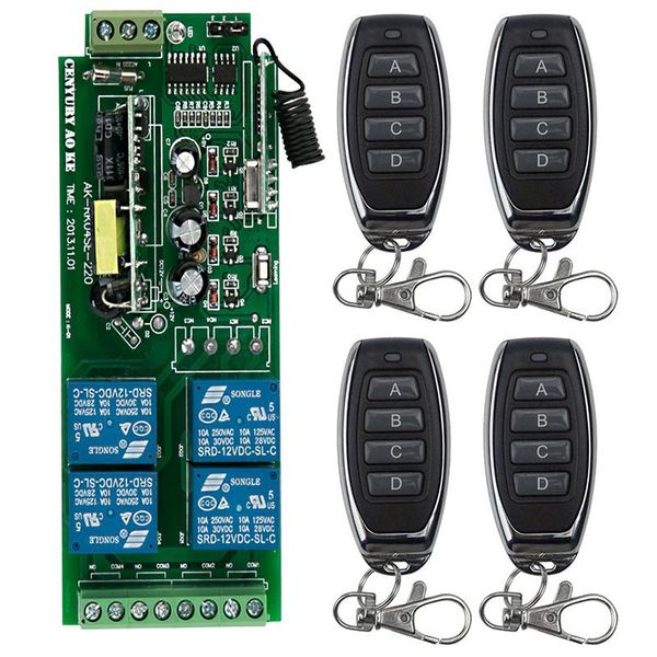 ac85v-250v 4ch 4 ch wireless rf remote control light switch 10a relay output radio receiver module+transmitter garage doors/lamp
ac85v-250v 4ch 4 ch wireless rf remote control light switch 10a relay output radio receiver module+transmitter garage doors/lamp