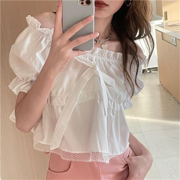 women's blouses & shirts alien ruffles chic bow high waist slim 2021 lace women girls summer sweet ol streetwear, White
women's blouses & shirts alien ruffles chic bow high waist slim 2021 lace women girls summer sweet ol streetwear, White