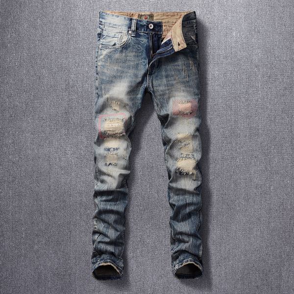 2021 new newly designer fashion men jeans slim fit retro ripped denim pants embroidery patchwork streetwear hip hop trousers aj, Blue
2021 new newly designer fashion men jeans slim fit retro ripped denim pants embroidery patchwork streetwear hip hop trousers aj, Blue