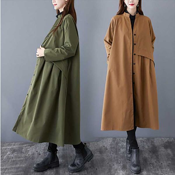 women's trench coats 2021 spring and autumn large size loose casual all-match temperament over-the-knee windbreaker mid-length coat, Tan;black
women's trench coats 2021 spring and autumn large size loose casual all-match temperament over-the-knee windbreaker mid-length coat, Tan;black