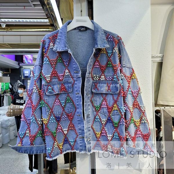 women's jackets 2021 autumn heavy industry beaded street cowboy coat female european goods jeans jacket womens denim coats mujer, Black;brown
women's jackets 2021 autumn heavy industry beaded street cowboy coat female european goods jeans jacket womens denim coats mujer, Black;brown