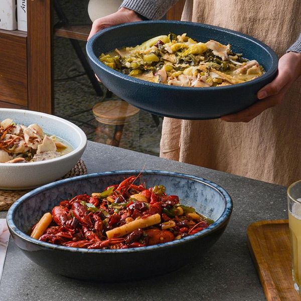 sauerkraut and boiled fish bowl, ceramic soup pot, home creative spicy pot, large bowl of slices 
sauerkraut and boiled fish bowl, ceramic soup pot, home creative spicy pot, large bowl of slices